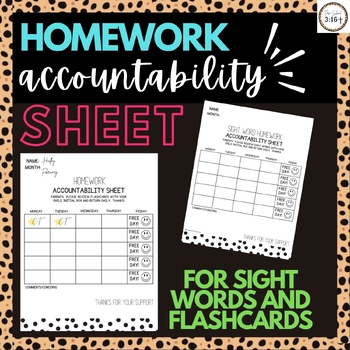 Preview of Homework Accountability Sheet| Flashcards Accountability Sheet| Sight Work Log|
