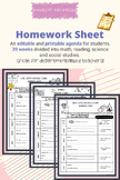 Homework Agenda (Editable and Printable)