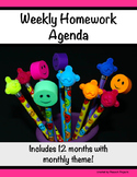 Homework Agenda & Log - Record, Track & Remind Weekly (Mon