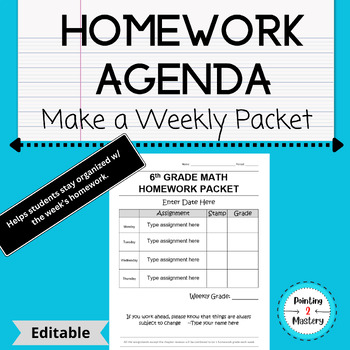 homework agenda sheet
