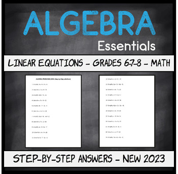 Preview of Homework - Algebra Essentials Practice Linear Equations with Answers