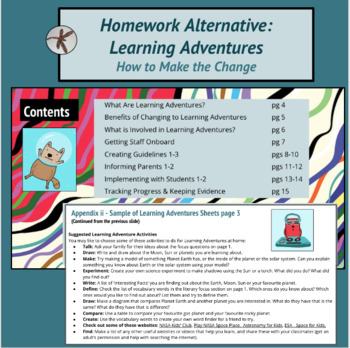 Preview of Homework Alternative - Learning Adventures - Making the Change - Staff PD