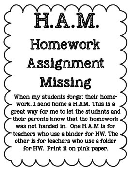 Preview of Homework Assignment Missing Forms - H.A.Ms