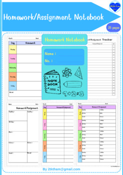 Preview of Homework & Assignment Notebook for Daily, Weekly Tracker