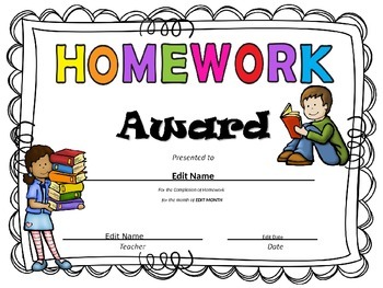 Preview of Homework Award