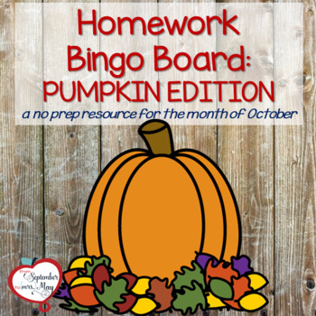 Preview of Homework Bingo/Choice Board: Pumpkin Edition