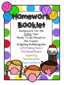 Preview of Homework Booklet for Entire Year Integrating Dibels Practice