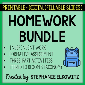 Preview of Science Homework Bundle | Printable & Digital