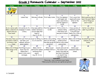Homework Calendar 2012-2013 by Mandy Campbell | Teachers Pay Teachers