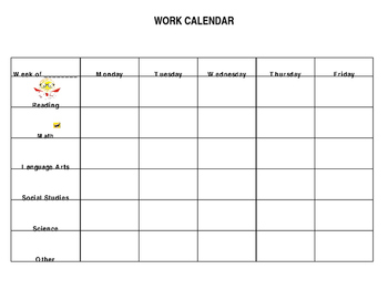 homework calendar tpt