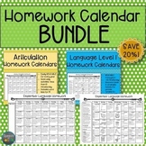 Homework Calendar BUNDLE: Articulation and Language