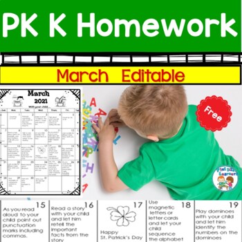 Editable March Calendar Worksheets Teaching Resources Tpt