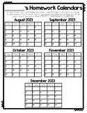 Homework and Behavior Calendars 2023-2024