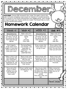 Homework First Grade Calendar -Editable by Elementary My Dear Nelson