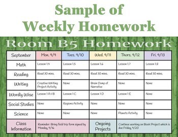 digital homework calendar