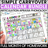 Speech Therapy Homework Calendar BUNDLE