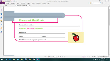 Preview of Homework Certificate