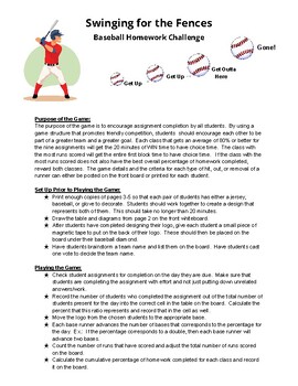 Homework Challenge - Baseball by Kevin Diece | TPT