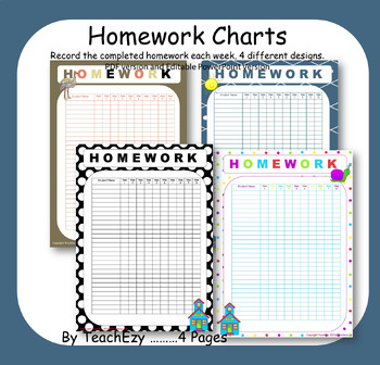 homework chart tpt