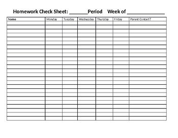 homework check sheet