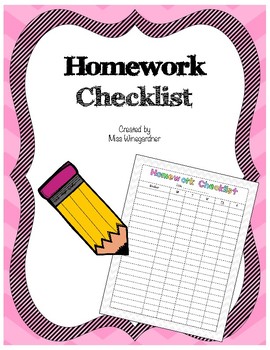 Homework Checklist Teaching Resources | TPT