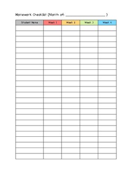 adhd homework checklist