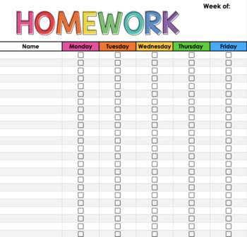 homework checklist for elementary students