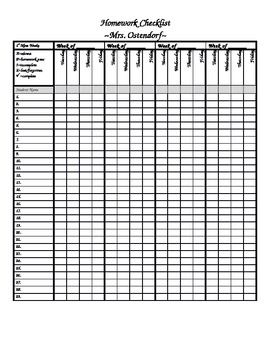 Free Printable Homework Checklist Printable Form Templates And Letter ...