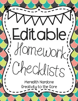 Preview of Homework Checklists *EDITABLE*