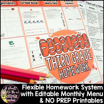 Preview of Homework Choice Board | Editable Choice Board | February Homework