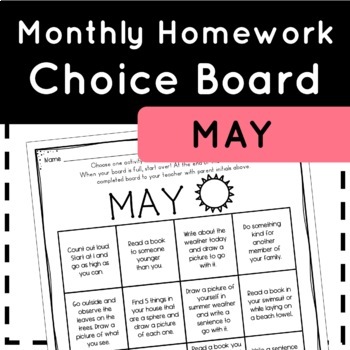 Preview of Homework Choice Board | May | NO PREP