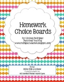 Homework Choice Boards- Fractions, Graphic Sources, Unknown Words