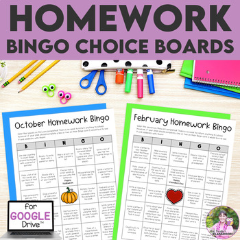 Preview of Homework Choice Board Homework Worksheets Editable Homework Bingo Sheet Template