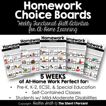 Preview of Homework Choice Boards - Special Education/Early Elementary - Distance Learning