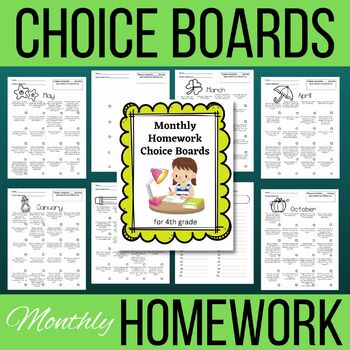 homework choice board 3rd grade
