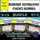 Homework Choice Boards Bundle for Fiction, Nonfiction, and Poetry