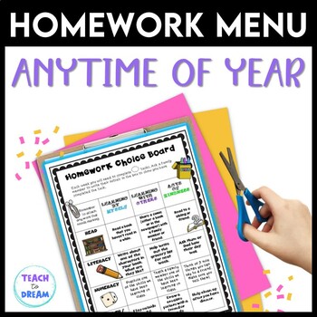 Preview of Homework Choice Board |  Homework Grid Anytime of the Year | NO PREP