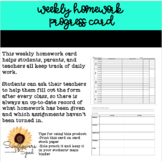 Homework/Classwork Weekly Progress Card