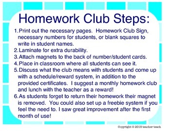 homework club in a sentence