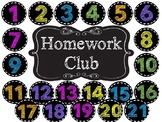Homework Club - Black and Brights/ Chalk Board {EDITABLE NUMBERS}
