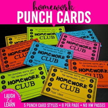 Preview of Homework Club Punch Cards