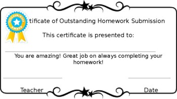 Preview of Homework Completion Award (Editable)