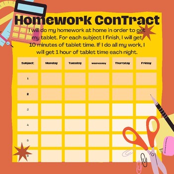 Preview of Homework Contract/Planner