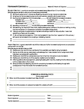 sample homework contract