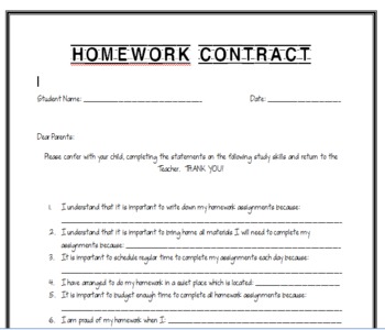 homework contract week 22