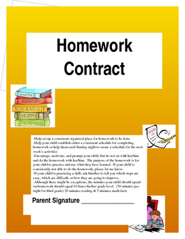 homework contract for elementary students