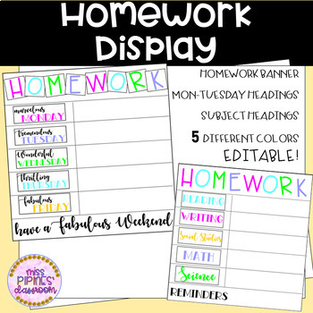 Preview of Bright Homework Display