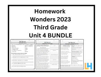 Preview of Homework--Extra Practice--3rd Grade Wonders 2023 Aligned--Unit 4 BUNDLE