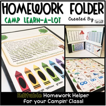 Preview of Homework Folder Editable - Camping Theme {Camp Learn a Lot}