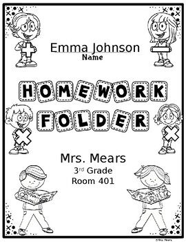 homework folder cover page free